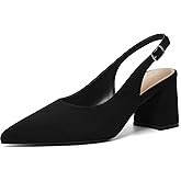 Mostrin Block Slingback Heels for Women Pointed Closed Toe Chunky Heels Office Work Shoes Women's Pumps for Business Casual