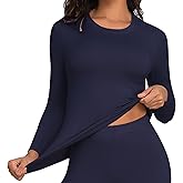 DHSO Long Sleeve Thermal Shirt For Women Fleece Lined Undershirt - Soft Warm Base Layer Tops Cold Weather