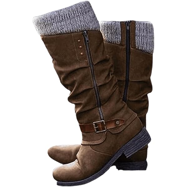 【ACLENT】Round buckle long boots Amazon.com | EIYEI Knee High Boots for Women - Women's Tall