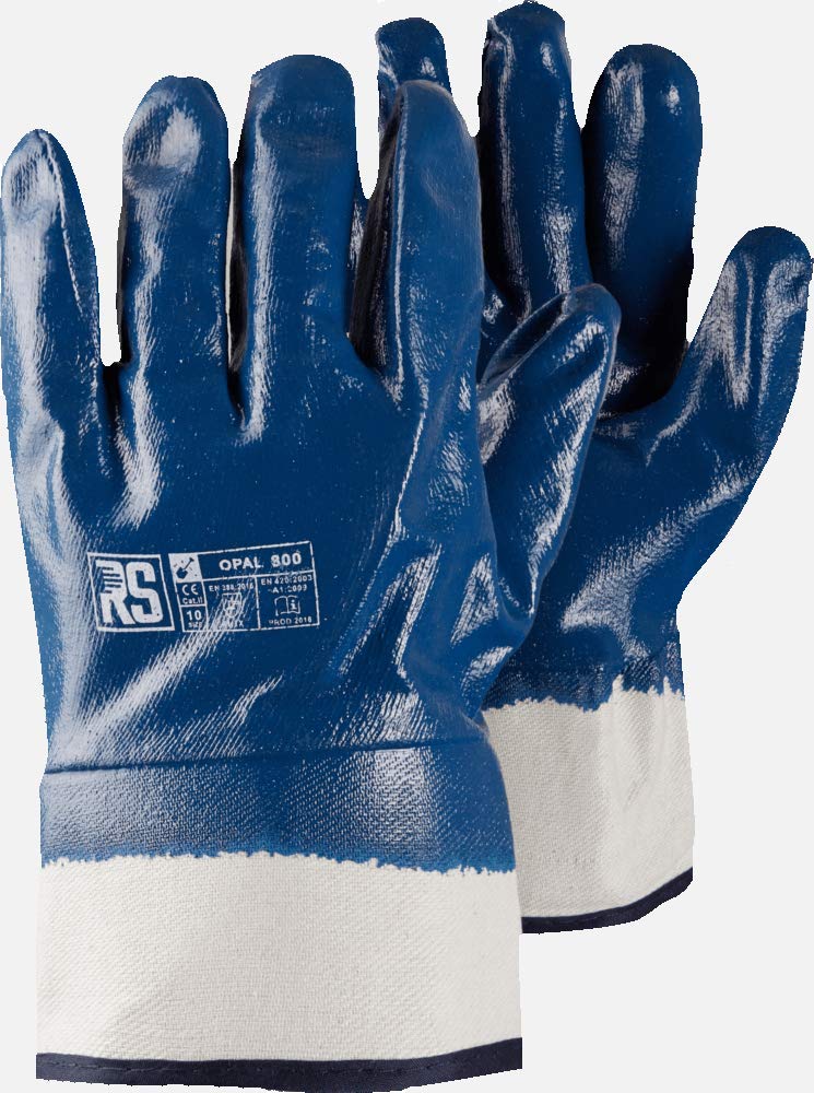 Oil and Fat Resistance Work Gloves with Double Coated Nitrile Rubber Coating Blue RS Opal 800 Size (Size XL -10)
