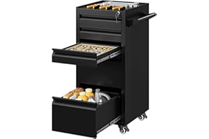 Yizosh 5-Drawer Metal Tool Storage Cabinet with Wheels,Rolling Tool Chest with Drawer and Locking Keys,Heavy Duty Tool Storage Organizer for Garage,Warehouse,Workshop