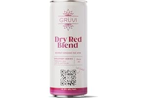 Gruvi Award Winning Non-Alcoholic Wine, Dry Red Blend, Fruity and Bold, 45 Calories, Gluten Free, 8.4 fl oz, Pack of 24