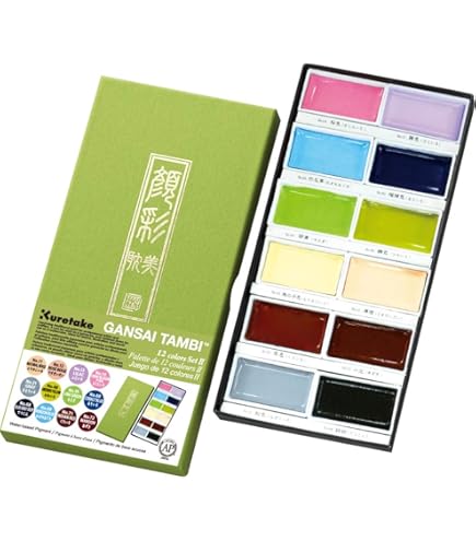 Kuretake Gansai Tambi – Acquerello Giapponese In Vaschetta Grande – Ever Green – Per Sumi-e, Calligrafia E Pittura
