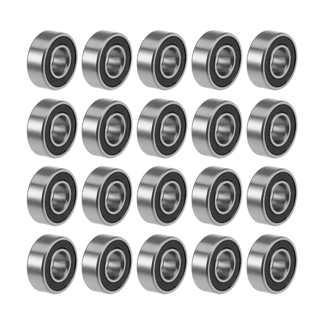 sourcing map MR115-2RS Deep Groove Ball Bearings 5mm Inner Dia 11mm OD 4mm Bore Double Sealed Chrome Steel Z2 20pcs