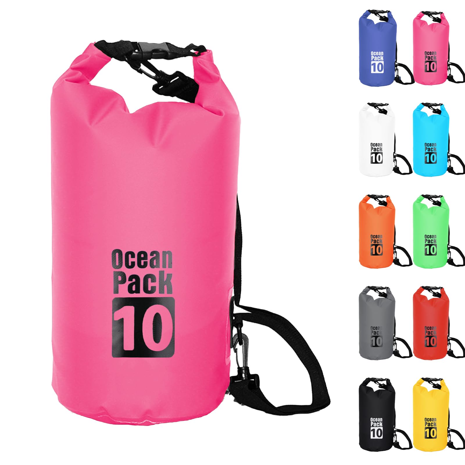 Dry Bag 10L,Boat Dry Bags Rose Red Waterproof Bag Dry Sack Roll Top Long Adjustable Shoulder Strap 2L/5L/10L/20L/30L/40L for Drifting Boating Kayaking Fishing Rafting Swimming Camping Canoeing Surfing