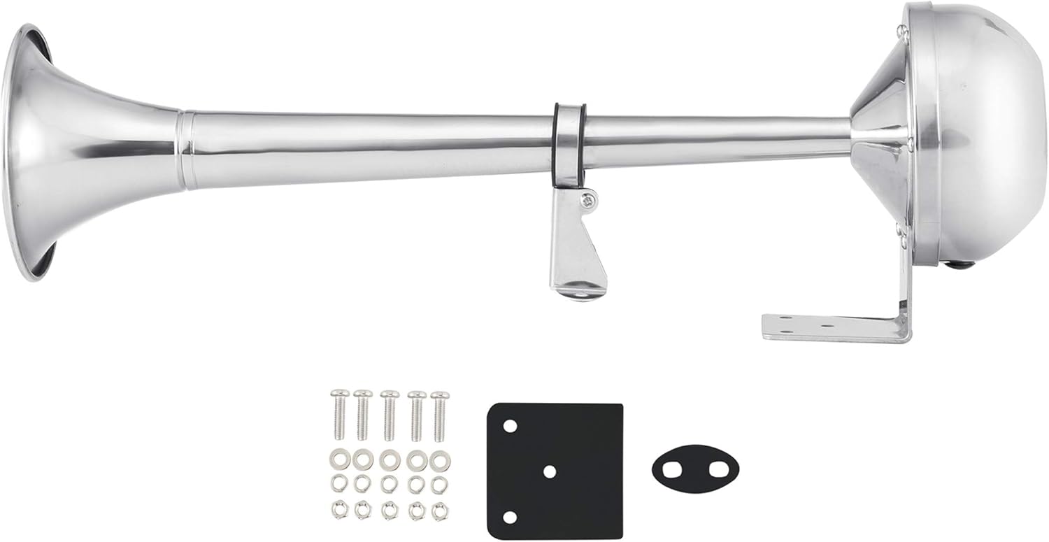 weyleity Boat Horn Waterproof Stainless Steel Single Trumpet,Electric Horn for 12v Boats Ship Sailboat Yacht Off-Road Vehicle Truck SUV RV Vans Touring Car: Automotive