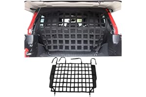 BESTAOO Pet Net Vehicle Safety Mesh Dog Barrier for Jeep Wrangler JK JL 4-Door 2007-2025, Fits Behind Rear Seat, Suitable for Medium, Large Pets, Easy to Install