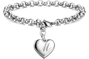 Monily Initial Charm Bracelets for Girls Letters Alphabet Heart Bracelet Jewelry Gifts for Teen Girl