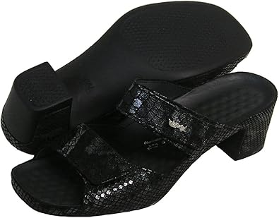 black slides leather