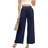 SHENHE Women's Wide Leg Palazzo Pants Drawstring Elastic Beach Vacation Travel Loose Trousers
