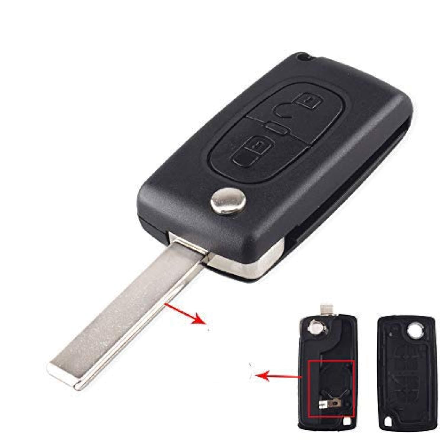 Remote key Case for Peugeot 207 307 308 407 607 807 For Citroen C2 C3 C4 C5 C6 Flip Folding Car Key shell 2Buttons 3Buttons (2Button, HU83 BLADE-CE0536)