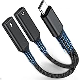 USB C Splitter 1 in 2 Out Dual Type C Headphone jack and Charger Adapter | 2in1 USB Type C Audio Jack Dongle with PD 60W Fast Charging Cable for iPhone 17 16 15 Pro Max, iPad, Samsung, LG More USBC