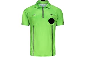 CUTIEHON Soccer Referee Jersey, Short Sleeve Official Pro Referee Shirt, Featuring a Badge Holder & Pockets