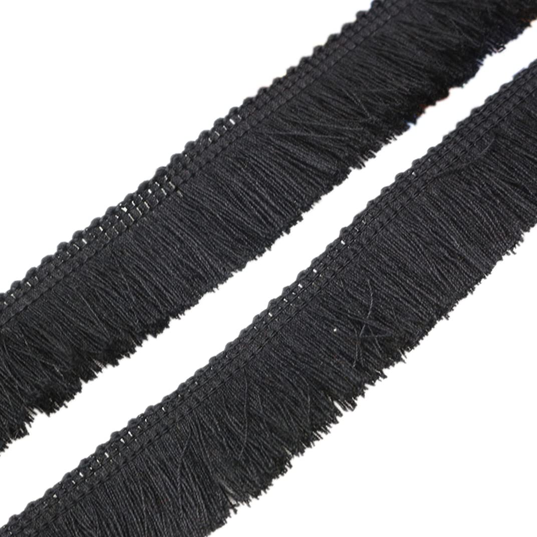 Photo 1 of 27 Yards Polyester Fringe,1inch Wide Tassel Fringe Trim,Decorative Lace Ribbon Boho Fabric Border Trim for Girls Clothing Curtain Dress Skirt Bag Sewing Craft(Black)