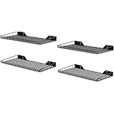 Wallmaster Heavy Duty Garage Wall Shelving 4 Pack 23.6"x11.8" Metal Wire Shelves Wall Mount Mesh Storage Rack for Garage, Office, Basement and Kithcen, max Load 65 lbs (Black)