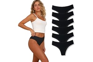 APRSEA Women's Thongs Underwear Breathable Cotton Panties Ladies Thong 6 Piece Set Multicolour S-XL