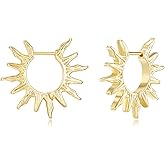 14K Gold Hoop Earrings Gold Trendy Spike Hoop Earrings Huggie Hypoallergenic Jewelry Gifts for Women