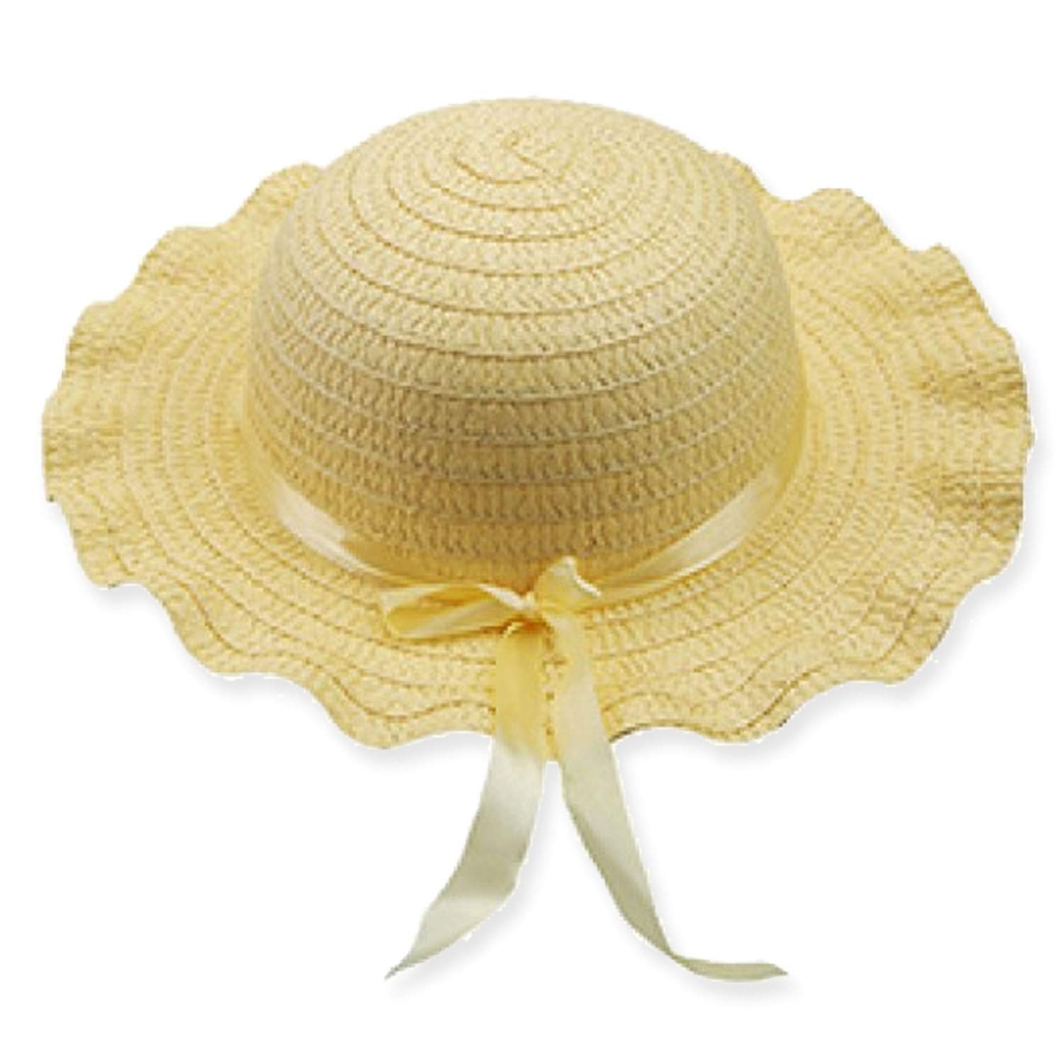 AKH® Kids Easter Bonnet with Ribbon | One Size for Kids Age 4 Year Plus (Yellow)