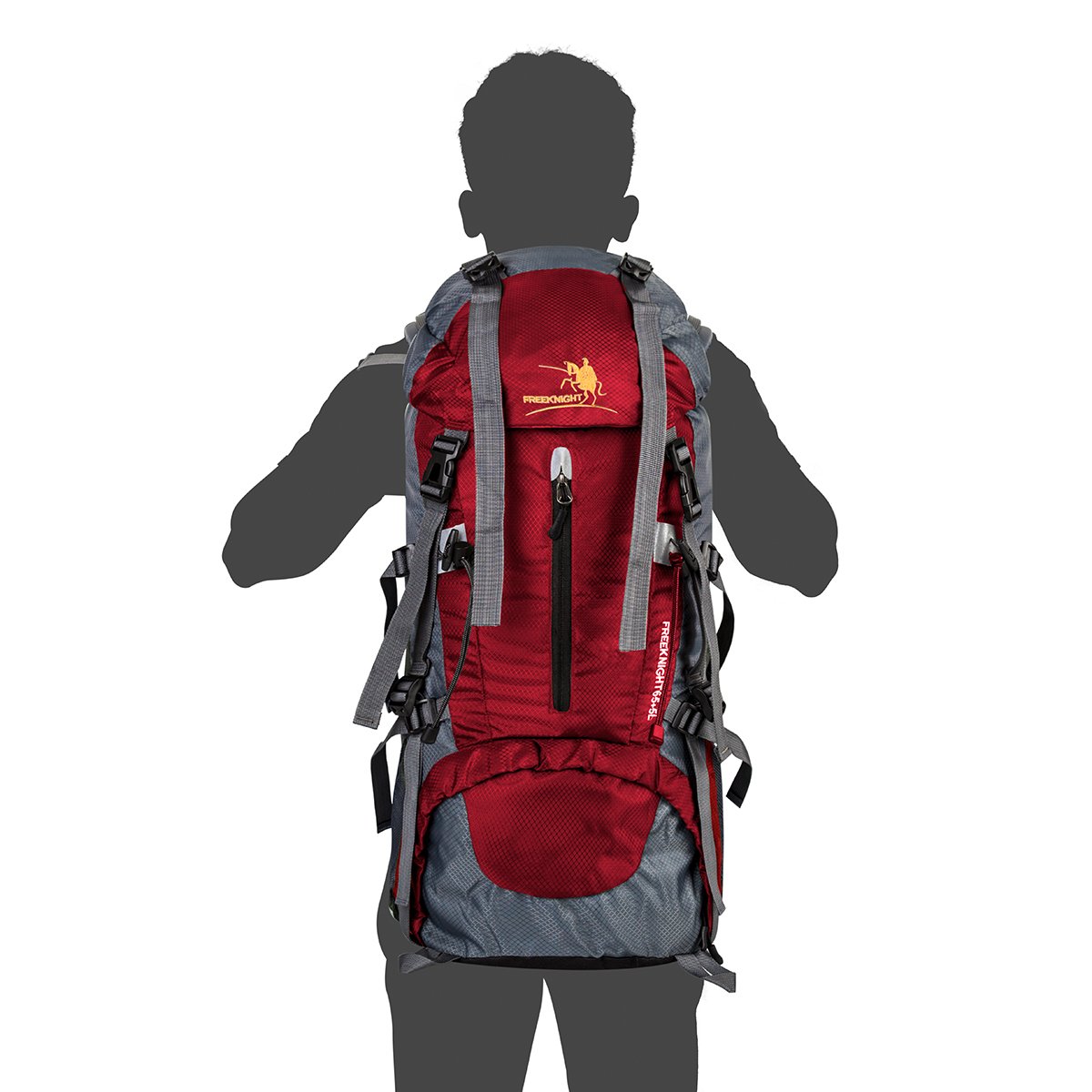60+5L Water Resistant Hiking Backpack Outdoor Bag for Camping Climbing Mountaineering Travel Daypack Size 12.2\'\'x 9.8\'\'x 29.9\'\' (Red)