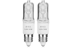 CATO-WDJ JDE11 120v 50w, E11 Bulb, T4 E11 Mini Candelabra Base, 2700K Warm White Dimmable Halogen Bulb for Ceiling Fan Light, Chandeliers, Cabinet Lighting, Table Lamps(2 Pack)