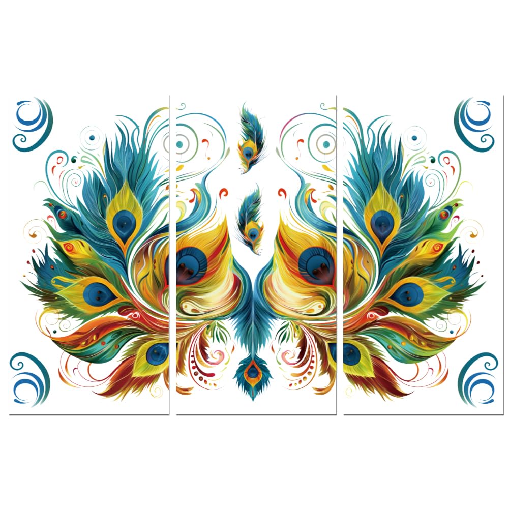 Peacoblue Rub on Transfers for Crafts 3Pcs Vintage Peacock Feathers 15cmx30cm, UV DTF Waterproof Furniture Transfer for Chest of Drawer Dresser Glass Porcelain Wood Plastic
