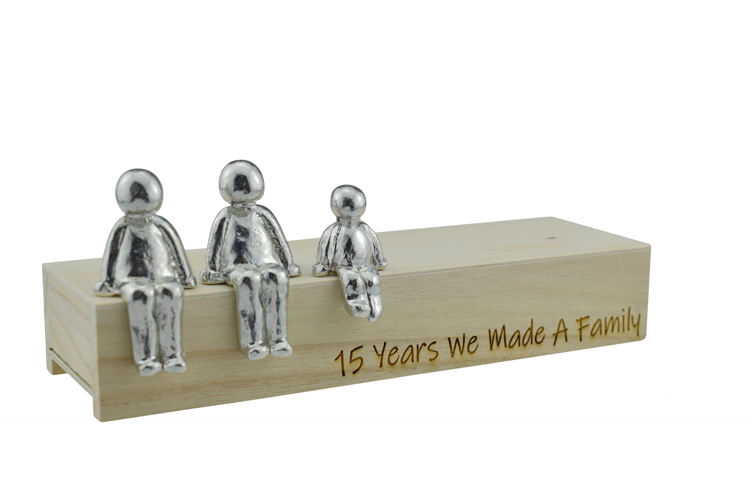 Pirantin 15th Anniversary Idea - 15 Years We Made A Family Metal Ornament - Choose Your Family Combination Box & Woodgrain May Vary(1 Child)