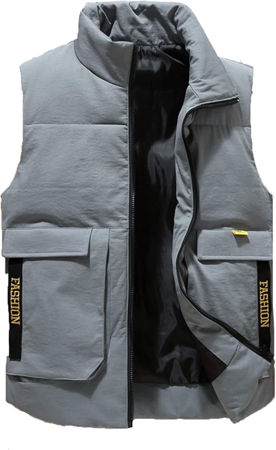 Amazon 中綿ベスト メンズ ダウンベスト ダウンコットン 厚手 暖かい 無地 大きいサイズ 男性用 男の子 ノースリーブ ジッパー チョッキ 韓国 英字柄 かっこいい 重ね着 防風 保温 防寒 立ち襟 カジュアル 軽量 アウトドア 黒 白 S 4xl ベスト 通販