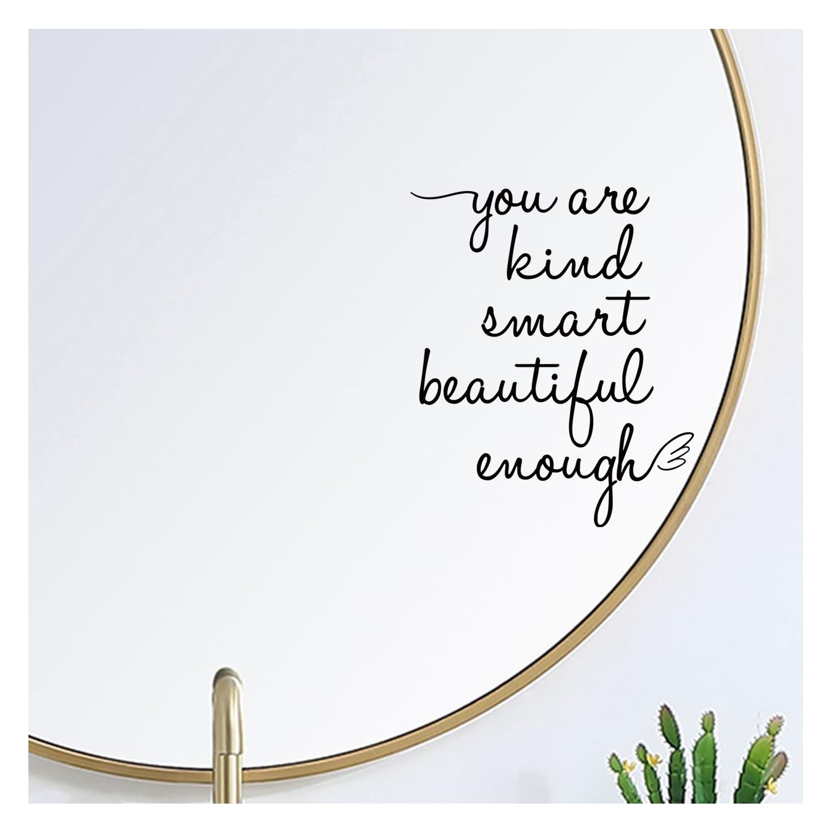 Photo 1 of Bathroom Mirror Affirmations Decals, You are Kind Smart Beautiful Enough Vinyl Stickers, Cute Room Decor Mirror Decals for Bathroom, Girls Vanity, Daughter Room, Bedroom (Black)