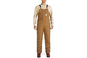 HISEA Men's Insulated Bib Overalls, Winter Water Resistant Duck Canvas Overall, Loose Fit Utility Workwear for Cold Weather