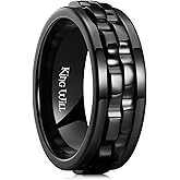 King Will 316L Stainless Steel Spinner Ring for Men-8mm Gear Fidget Spinner Ring in Multicolors, Anxiety Relief and Stress Free Wedding Band Comfort Fit Size 4-14