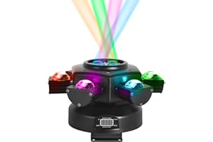 MOKA SFX 150W Moving Head DJ Light RGBW LED Party Light Stage Light with DMX512 and Sound Activated with 6 Light Arms for Par