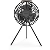 Claymore V600+ Warm Gray Rechargeable Portable Fan – 7,800mAh Battery, 4-Speed BLDC Ultra-Quiet Air Circulator USB-C Charging 32 Hrs Runtime Tripod Mountable Adjustable for Camping, Indoor, Outdoor