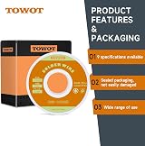 TOWOT Lead Free Rosin Core Solder Wire 0.6mm 50g Sn0.7Cu 2.0% Flux view 2