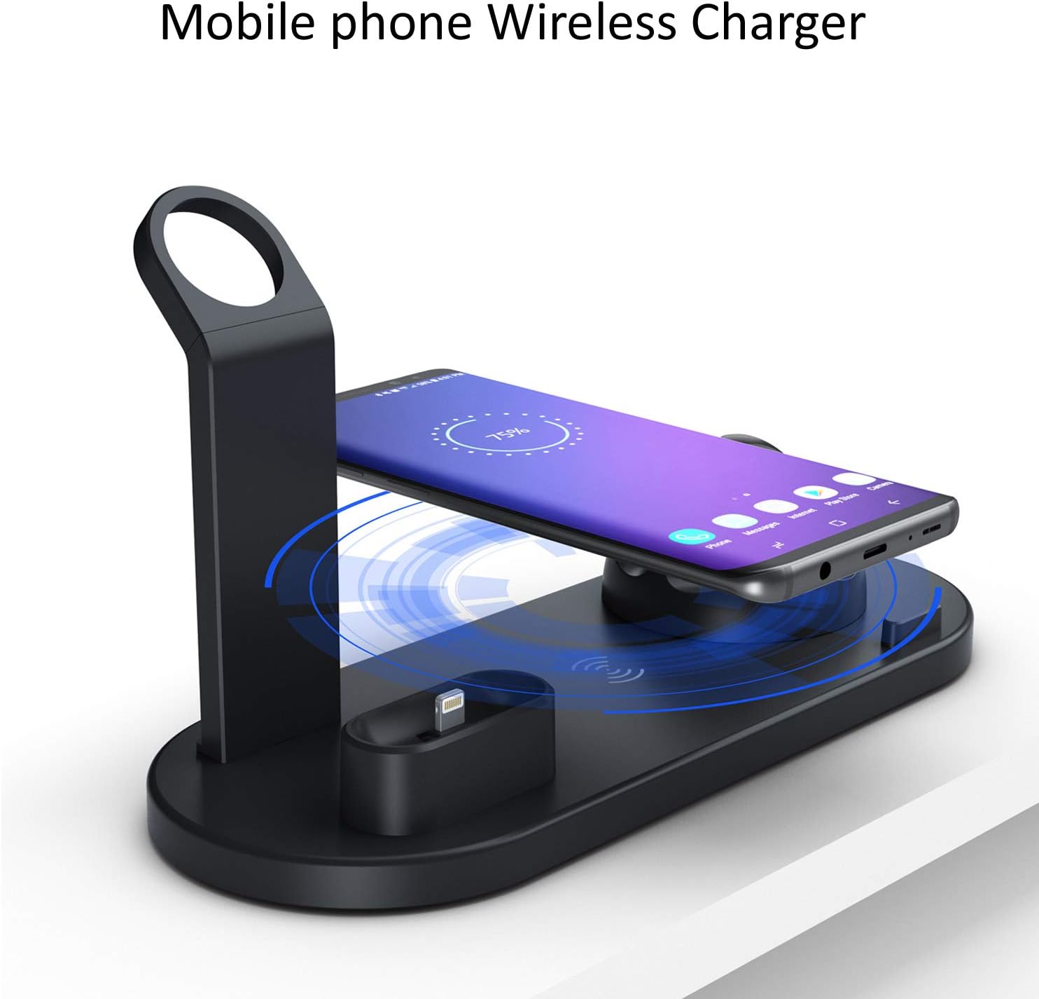 [Newest 2020] Wireless Charger 4 in 1 Charging Station - Upgraded Fast Wireless Charging Stand Compatible with Phone XI/XI pro/X/XS/XR/Xs Max/8/8 Plus, Smart Watches, Pods and Android Devices (Black)