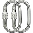 Heavy Duty Locking Climbing Carabiner Clip CE Rated 25 kN 5600 LB Rugged Terrain Approved Industrial Strength Twist Lock Carabiners Clips for Rigging, Ropes, Hammocks, Camping