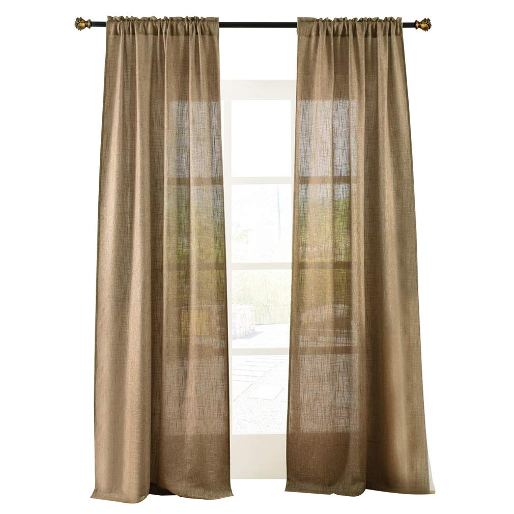 Valea Home Soft Burlap Natural Tan Rod Pocket Window Curtain Panels for Living Room Patio Door, 37" x 84", 1 Panel