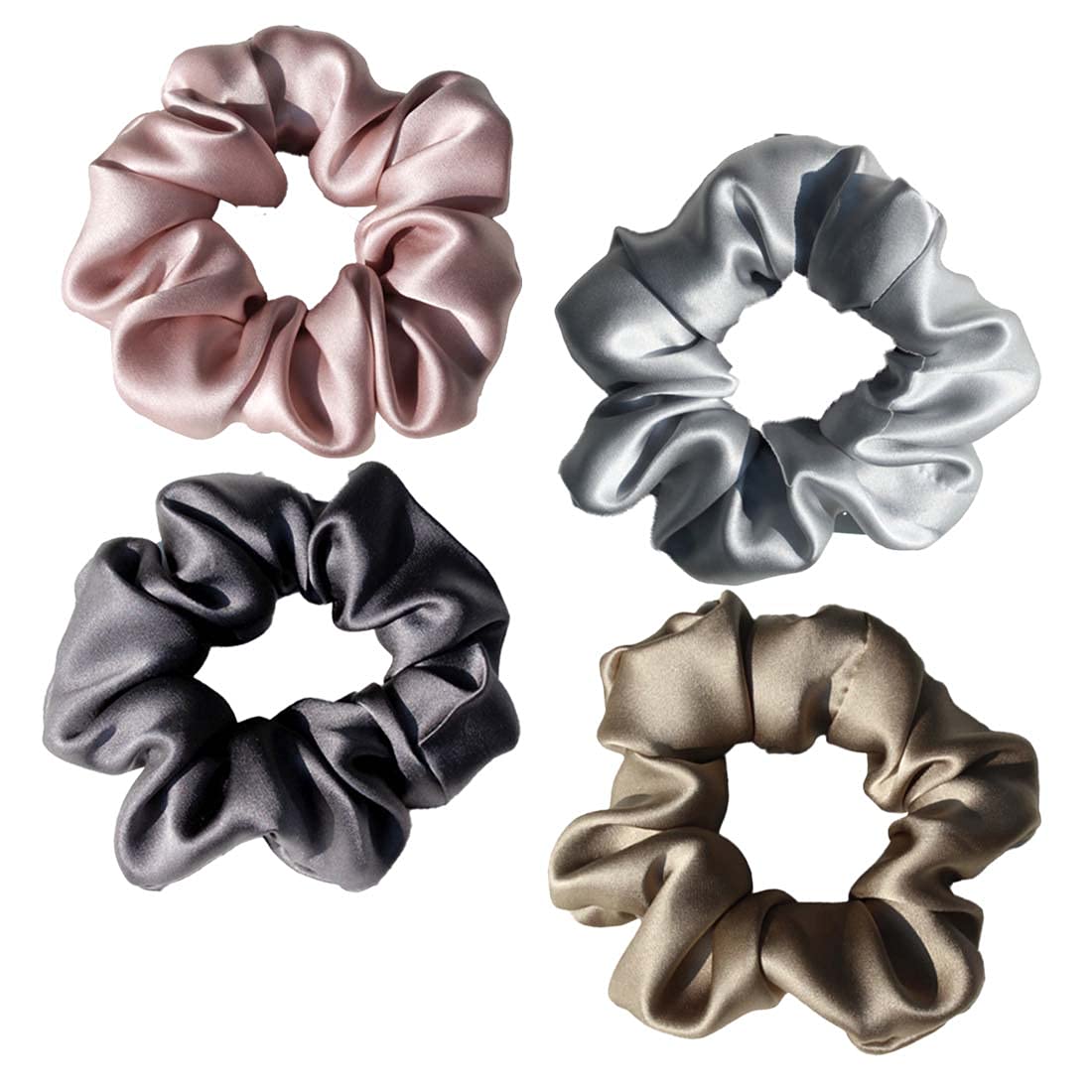 100% Pure 19 Momme Mulberry Silk Scrunchies Soft Sleeping Hair Ties Hair frindly Silk Brocade Ponytail Holders for Women and Girls