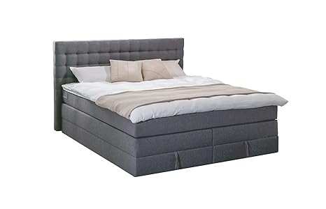 King Boxspringbett mit Bettkasten 180x200 cm und weitere Größen | Luxus 7-Zonen Taschenfederkernmatratze Visco-Topper in Härt