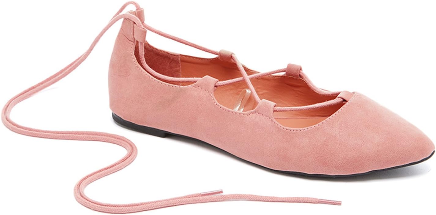 Charles Albert Ghille Lace up Pointy Toe Leg Tie Ballet Flat for Women-Comfortable- Ballet