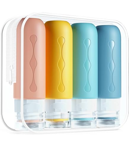 Botellas De Viaje Para Artículos De Tocador 3 Oz - Aprobadas TSA, Silicona Sin BPA, A Prueba De Fugas