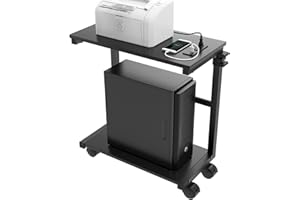 AQQEF Computer Tower Stand Stepless Height Adjustable Computer Tower Cart and PC Stand with Socket and USB Charging Port, Und