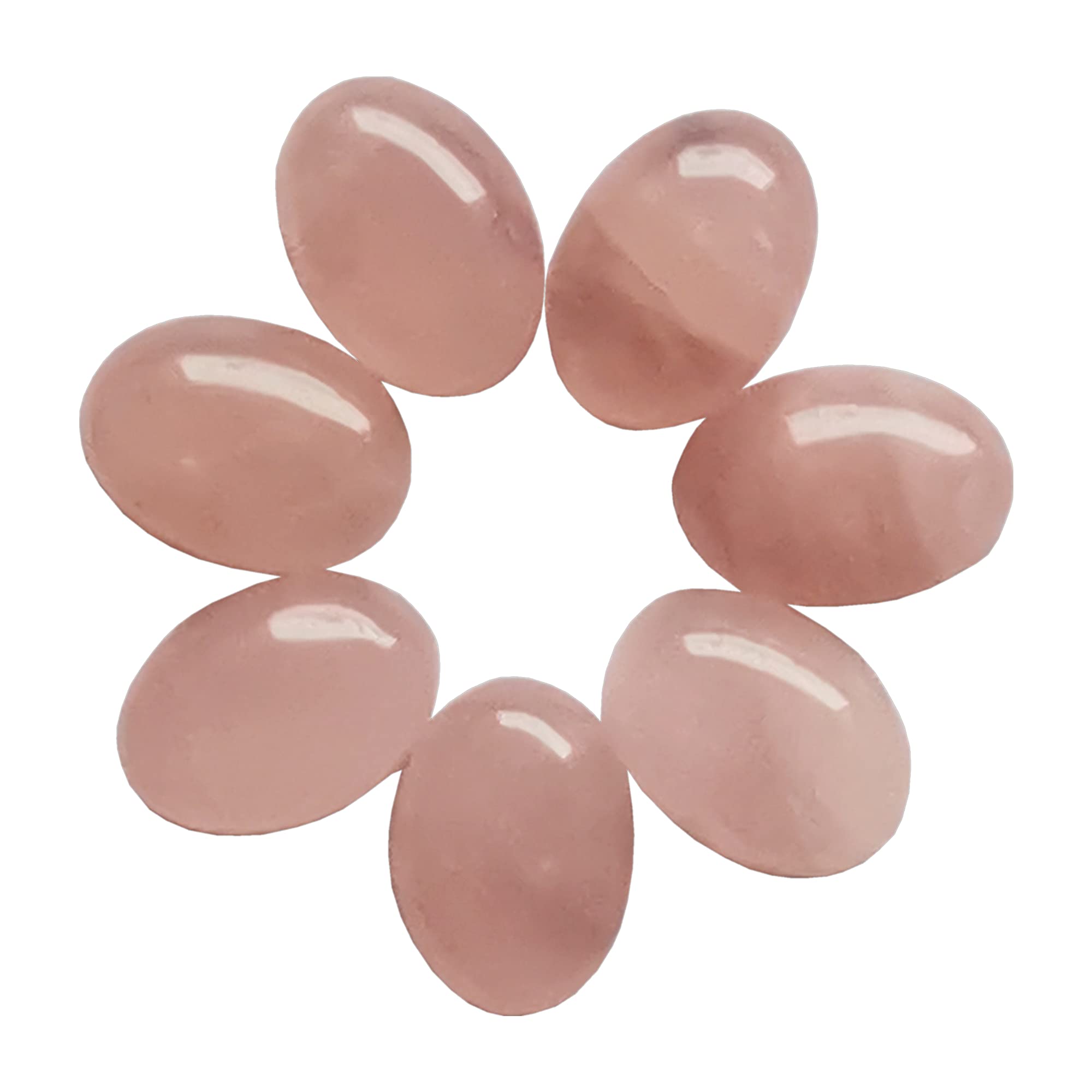 Manekieko 7 Pcs Natural Rose Quartz Oval Cabochons Flatback Crystal Stone Gemstones Beads for Jewelry Making DIY,18x13mm