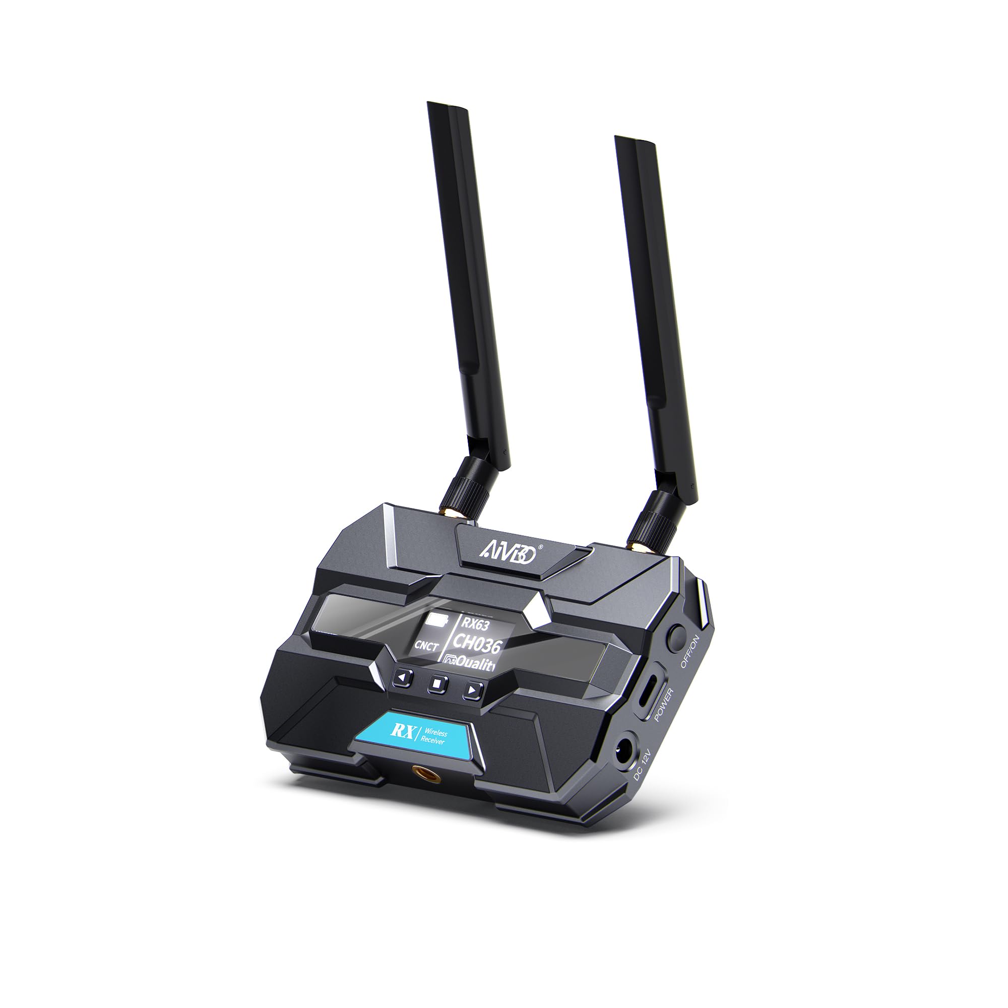 Wireless HDMI Video Transmitter and Receiver Pro - Up to 4 RXs, 1080P Support HDMI Loopout/OLED Screen/3 Power/Smart Channel, for Filming,Laptop,Monitor,Photography,Projector,TV 656FT (black-RX)