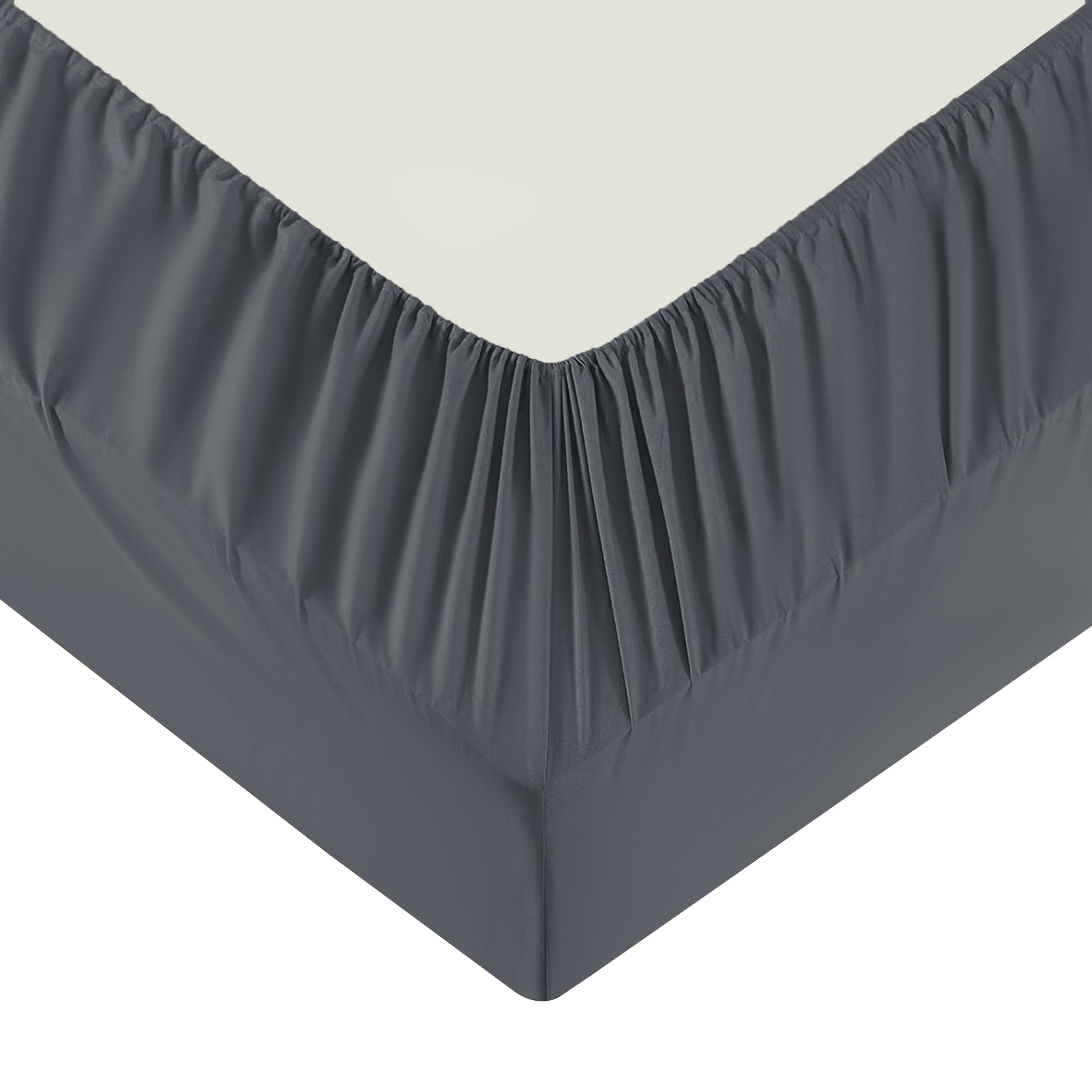 Moonlight Bedding Super King Fitted Sheet Charcoal/Dark Grey - Premium 25cm Deep Pocket Fitted Bed Sheets – Soft Brushed Microfiber & Wrinkle Free Fitted Bottom Sheet Fad Resistant (180 x 200 Cm)