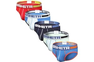 BSHETR Men's Underwear Briefs 5-Pack Cotton Low Rise Multi Color Soft Underpant