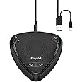 CMTECK USB Conference Microphone, Computer Desktop Speakerphone with Mute Function for Streaming, 360°Omnidirectional Voice Pickup, LED Indicator, VoIP Calls, Skype, Interviews, Chatting (Black)