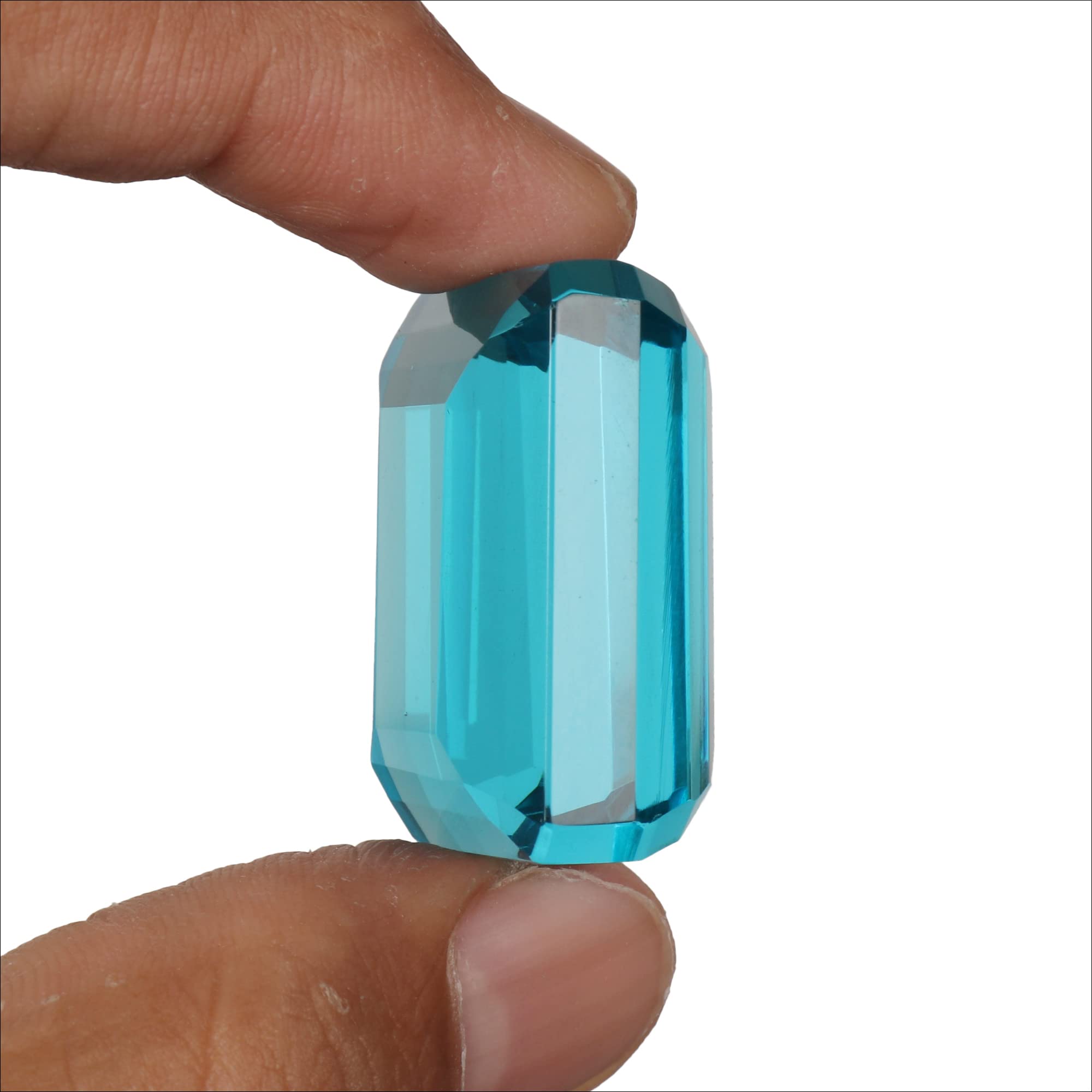 GEMHUB Brazilian Blue Topaz Stone 103.00 Ct. Emerald Shaped Loose Topaz Gemstone