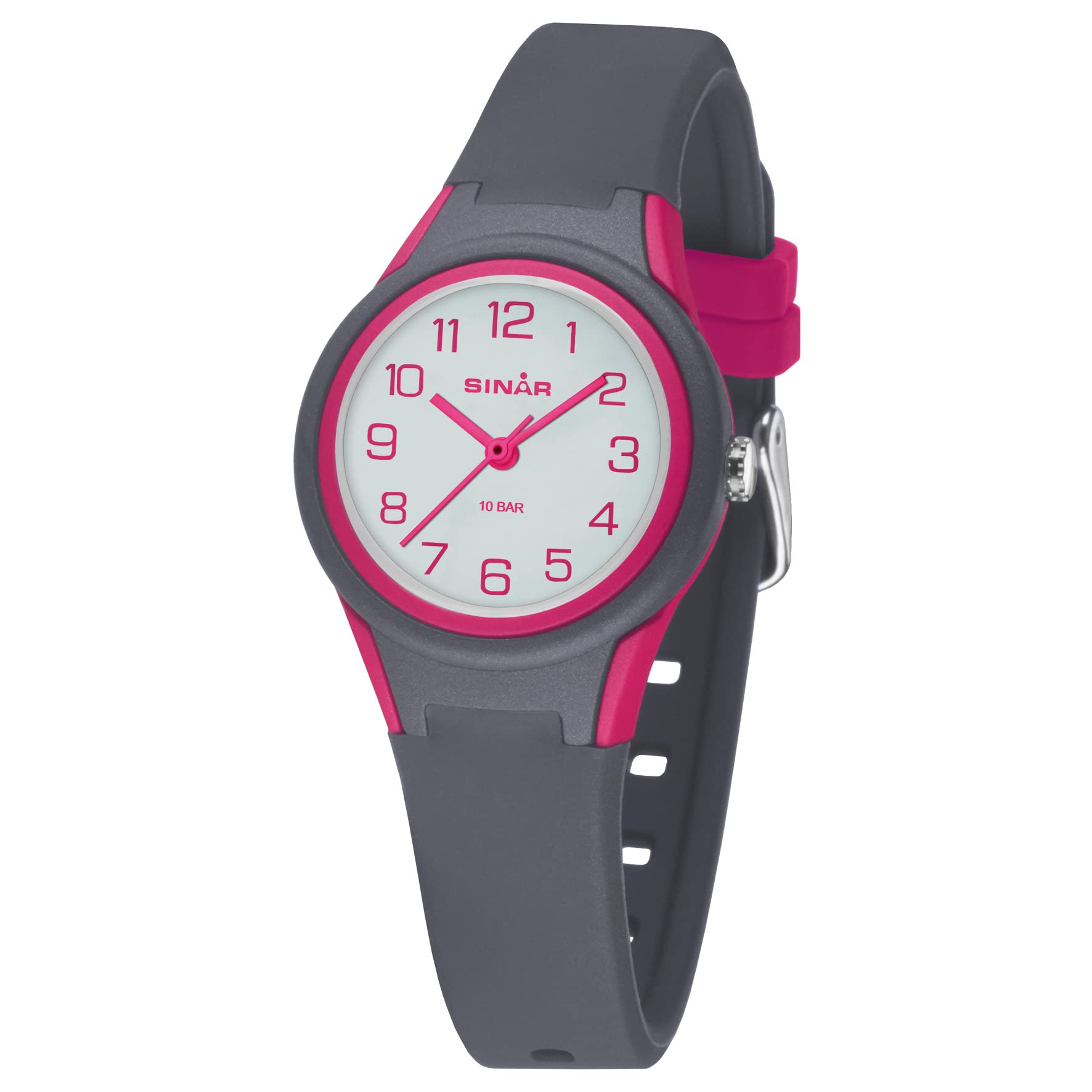 SINAR XB-47-8 Girls' Kids Watch Sports Watch Fitness Analogue Quartz 10 Bar Waterproof Anthracite Pink, charcoal, Strap