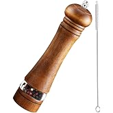 TooWoom Pepper Grinder Salt Grinder Wooden Pepper Mill Grinder w/Adjustable Coarse, 8 inch Tall Wood Refillable Manual Pepper Grinder Mill Peppermill for Black Peppercorn, Easy Clean w/Cleaning Brush