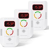 3 Pack Carbon Monoxide Detector, Plug-in Wall Carbon Monoxide Alarm, Portable Carbon Monoxide Detector with Digital Display LED, CO Alarm Monitor with Audible and Visual Alarm Test Mute Button